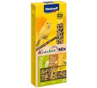 VITAKRAFT - Kräcker - Friandise pour Canaris - Alimentation Pour Oiseaux Domestiques - Assortiment de 3 Délicieux Kräckers Kiwi Citron, Sésame Banane et Œuf Graines de Graminées - Lot de 1