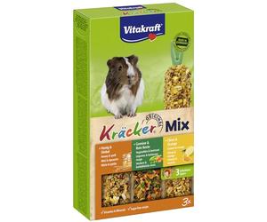 VITAKRAFT - Kräcker - Friandise pour Cochon d'Inde - Alimentation Complémentaire - Assortiment de Délicieux Kräckers Miel Épautre, Légumes Betterave, Citron Orange - Boîtes de 3 Baguettes - 168g