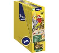 Vitakraft Kräcker - Friandise pour grande perruche au miel et à l'eucalyptus - Baguettes enrichies en vitamines et minéraux - Recette sans sucres ajoutés (8 x 180g)