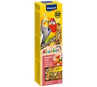 Vitakraft Kräcker - Friandise pour Grande Perruche aux amandes et figues - Baguettes enrichies en vitamines et minéraux - Recette sans sucres ajoutés (8 x 180g)