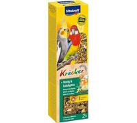 VITAKRAFT - Kräcker - Friandise pour Perruche - Assortiment de 3 Kräckers Miel et Sésame, Abricot et Figue, Œuf et Graines de Graminée - Boîte de 3 Baguettes