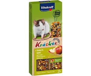 VITAKRAFT - Kräcker - Friandise pour Rat - Alimentation Complémentaire - Délicieux Kräckers à l'Épautre et à la Pomme - Boîtes de 2 Baguettes - 112g
