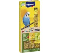 Vitakraft Kräcker, perruche ondulée, herbes & paprika, soin du bec (1x 90g) | kiwi & Citrus, banane & sésame, vitamines & minéraux, sans sucre ajouté, triple cuisson sur bois naturel, clip de fixation