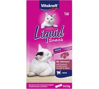Vitakraft Liquid Snack, friandise pour chat, snack crémeux au foie et à la biotine, en sachets individuels, pour une peau en meilleure santé (1 paquet de 6x 15g)