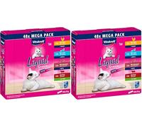 VITAKRAFT- Liquid Snack pour Chats, Friandises pour Chat en Méga Pack, Texture Crémeuse, Au Bœuf, Au Poulet, Au Saumon, 1 Pack Économique (48X 15G) (Lot de 2)