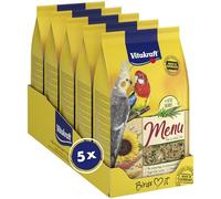 Vitakraft Menu - Aliment complet pour grandes perruches - Riche en vitamines et minéraux - Recette sans sucres ajoutés (5 x 1kg)