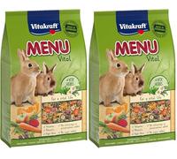VITAKRAFT- Menu Vital, Aliment pour Lapins Nains, avec Luzerne, Pomme, Potiron, Enrichi Aux Herbes, sans Sucre Ajouté Ni Céréales (1X 3Kg) (Lot de 2)