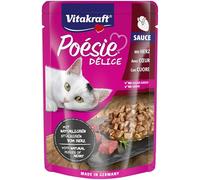 Vitakraft Poésie Délice, Nourriture Humide pour Chats, en Sauce au cœur, sans ajout de Sucre ni de céréales (1x85g) (Lot de 6)