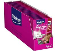 Vitakraft Poésie Délice, pâtée pour chats, pâtée en sauce, avec bœuf, format économique, sans sucre ajouté ni céréales (23x 85g)