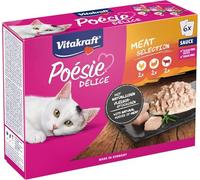 Vitakraft Poésie Délice – Repas en sauce chat, sans céréales ni sucre ajouté, Assort. viande 6x85g
