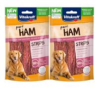 Vitakraft Pure Ham Strips, friandises pour Chiens, lamelles de Jambon au Porc, pour l’entraînement, sans ajout de Sucre (1x80g) (Lot de 2)
