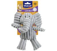 Vitakraft Safari Éléphant, jouet pour chiens, peluche pour chien, avec couineur, en velours côtelé (1 pièce)