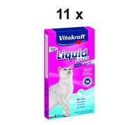 Vitakraft Liquid Snack - Friandise pour Chat au Saumon + Omega 3 - Lot de 11 boîtes de 6 sachets de 15g