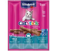 Vitakraft Stick Mini Friandise Carrelet/Oméga-3 pour Chat - 3 x 6g - Pack de 10 (Totale 30 sticks)