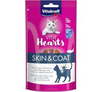 Vitakraft Vita Hearts, Peau et Pelage, snack moelleux pour chat, pour la peau et le pelage, au saumon (1x 40g)