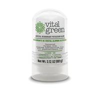 Vital Green Desodorante Cristal Alumbre De Potasio - Sin Clorhidrato De Aluminio, Ni Alcohol - Elimina El Olor Y No Mancha - Para Hombres, Mujeres Y Deportistas - 60 g - 2,12 oz - (paquet 1 Unidad)