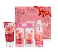 Vital Kit de bain et corps de luxe, 3 onces, cadeau idéal pour la peau, spa, lotion pour le corps, gel douche, crème pour le corps et fumier parfumé (fleurs de cerisier japonaises)