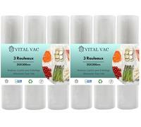 VITAL VAC Rouleaux Gaufrés pour Machine Sous Vide, 20 cm x 300 cm, 6 p | Certifié contact alimentaire, 7 couches coextrudées, 100 microns face gaufrée, Compatible toutes machines