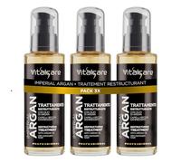 Vitalcare | Imperial Argan - Traitement capillaire restructurant à l'huile d'argan, huile de lin, complexe d'huiles pour cheveux secs et abîmés, 3 x 100 ml