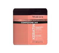 Vitalcare | Kératine - Masque capillaire fortifiant, pour cheveux fragiles et stressés, à la kératine et à l'arginine, pour des cheveux plus forts et plus doux, 24 sachets de 25 ml