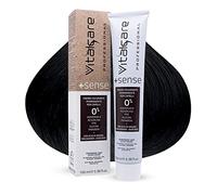 Vitalcare | +Sense - Coloration Permanent Professionnel, Crème Colorant Cheveux Sans Amabonique, Resorcine, PPD, Silicones, Parabeni - Avec Huile d'Argan, Macadamia et Avocado, 1/00 Noir, 100 ml