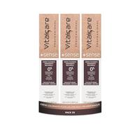 Vitalcare | +Sense - Coloration Permanente Professionnelle, Coloration Crème Cheveux Sans Ammoniaque, Résorcine, PPD, Silicones - Aux Huiles d'Argan, Macadamia et Avocat, 3/00 Châtain Foncé, 3 x 100ml