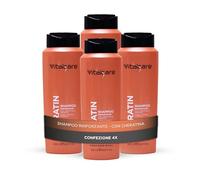 Vitalcare | Shampoing fortifiant à la kératine, nettoie en douceur les cheveux cassants et stressés, à la kératine et à l'arginine, 4 x 500 ml