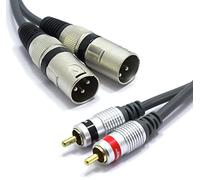 VITALCO Câble Double XLR Mâle vers Double RCA 1,5m Adaptateur 2x Prise 3 Broches Connecteur XLR vers 2x RCA mâle Câble de Connexion Microphone Audio splitter