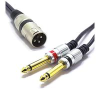 VITALCO Câble XLR Mâle vers Double Jack 6.35mm Mono 3m Audio Adaptateur Prise 3 Broches Connecteur XLR vers 2x Mâle Jack 6.35 TS Câble de Connexion Microphone Audio splitter Stereo Répartiteur