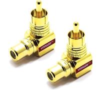 VITALCO RCA Coudé Adaptateur 2 Pièces Droit Angle 90° Audio Mâle à Femelle Plaqué 90 Degrés