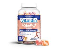 VITALDIN Calcium + Vitamine D3 Gummies - 500 mg Calcium & 1.000 IU Vitamine D par dose - 60 gommes (pour 1 mois) Goût de fruits - Renforce les Os et les Dents - Sans Gluten - pour Enfants et Adultes