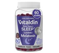 VITALDIN Gummies Mélatonine 1,9 mg - Avec Vitamine B6, Passiflore, Camomille et Mélisse - Pour Dormir et Améliorer la Qualité du Sommeil - Véganes - Sans Sucre ni Gluten - Cure 2 Mois - Saveur Mûre