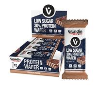 VITALDIN SPORT Low Sugar 30% Protein Wafer Chocolate-12 barres de gaufrettes protéinées avec gaufrettes x40gr;saveur chocolat - Haute teneur en protéines et faible teneur en sucre-Sans sucres ajoutés