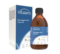 Vitaler’s Huile de foie de morue Oméga-3, huile de poisson norvégienne 1250 mg, EPA, DHA, vitamines D et E, goût citron, 250 ml