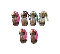 vitalia lot de 6 Flacons Artisanaux Marocains en Verre et Laiton - 30ml, Design Oriental - Idéal pour Huiles, Cosmétiques ou Usage Décoratif