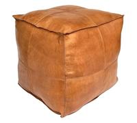 VITALIA Pouf Carré en Cuir Non Rembourré - 45" x 45" x 30" - Pouf Marocain en Cuir Véritable pour Décoration et Confort - Ottoman Marocain pour Décoration et Utilisation