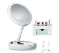VITALIF® Miroir grossissant avec lumière LED pour maquillage précis 10x, Montage sur table, 15 x 21 cm