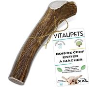 VITALIPETS Bois de cerf pour Chien, Taille XXL 35 Kg et Plus | Nettoie les dents, Longue durée de mastication, Apport en calcium naturel, Anti-stress pour chiens actifs