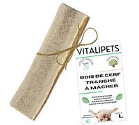 VITALIPETS Bois de Cerf pour Chien Tranché, Taille L 10 à 20 Kg | Nettoie Les Dents, Longue Durée de Mastication, Apport en Calcium Naturel, Anti-Stress pour Chiens Actifs