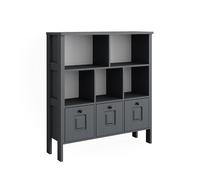 VitaliSpa Bibliothèque Enfant Ajaton, Gris, 103.6x113.4cm | combinable pour le rangement des jouets et des livres