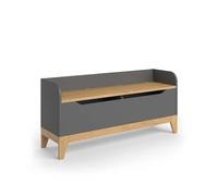 VitaliSpa Coffre à Jouets Malia, Gris/chêne, 107.2x50cm avec Banc