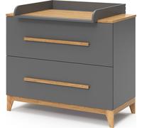 Vitalispa commode à langer Malia, 108 x 98 cm avec 2 tiroirs, Gris/Chêne
