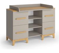 Vitalispa Commode à langer Malia, 133x108cm XL avec 4 tiroirs, Chêne cachemire