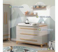 Vitalispa Commode à langer Malia, Chêne cachemire, 108x98cm avec 2 tiroirs Chêne cachemire