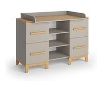 Vitalispa Commode à langer Malia, Chêne cachemire, 133x108cm XL avec 4 tiroirs Chêne cachemire G