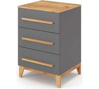 VitaliSpa Commode avec tiroirs Malia, Gris/Chêne, 60 x 88 cm