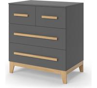 Vitalispa Commode avec tiroirs Malia, 80x88cm avec 4 tiroirs, gris/chêne