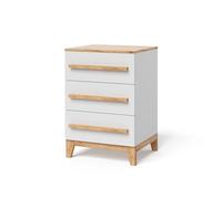 VitaliSpa Commode avec tiroirs Malia, Blanc/Artisan, 60x88cm avec 3 tiroirs, Compatible avec d'autres Meubles de la série Malia