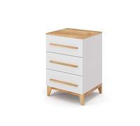 VitaliSpa Commode avec tiroirs Malia, Blanc/Chêne, 60 x 88 cm