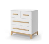 VitaliSpa Commode avec tiroirs Malia, Blanc/chêne, 80x88cm avec 4 tiroirs